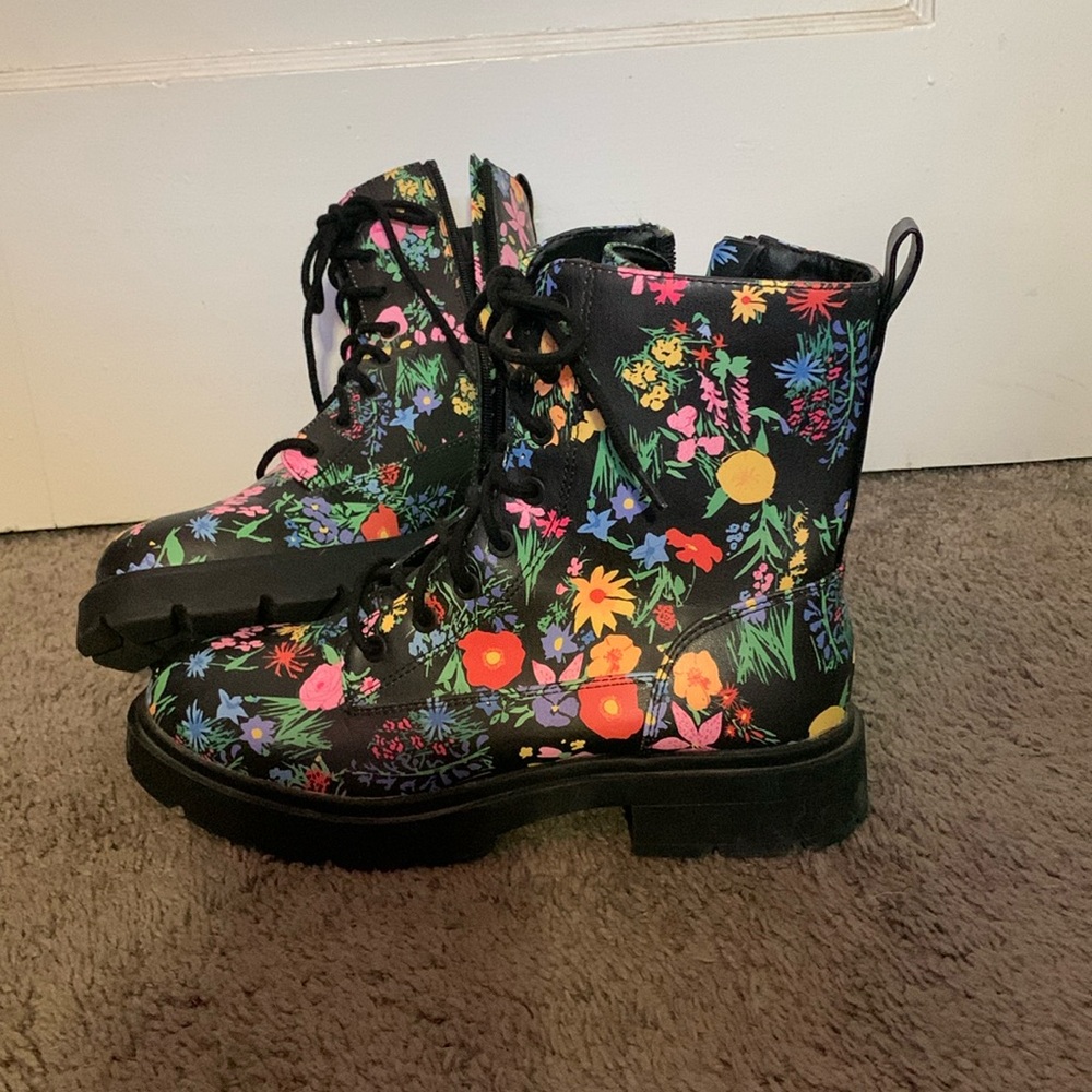 Floral combat boots